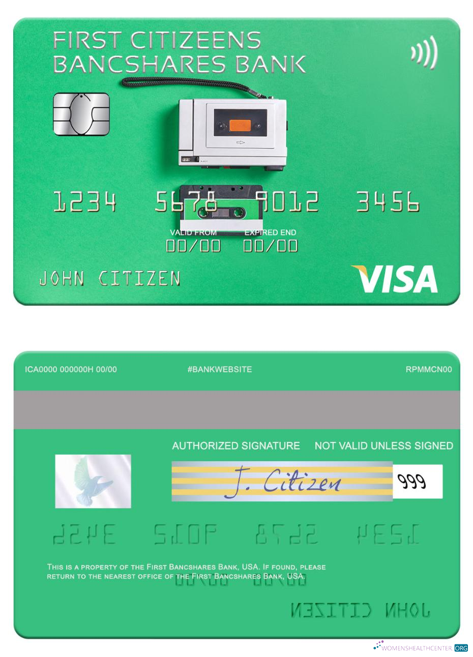 Download USA First Citizens BancShares Bank visa card Photoshop template